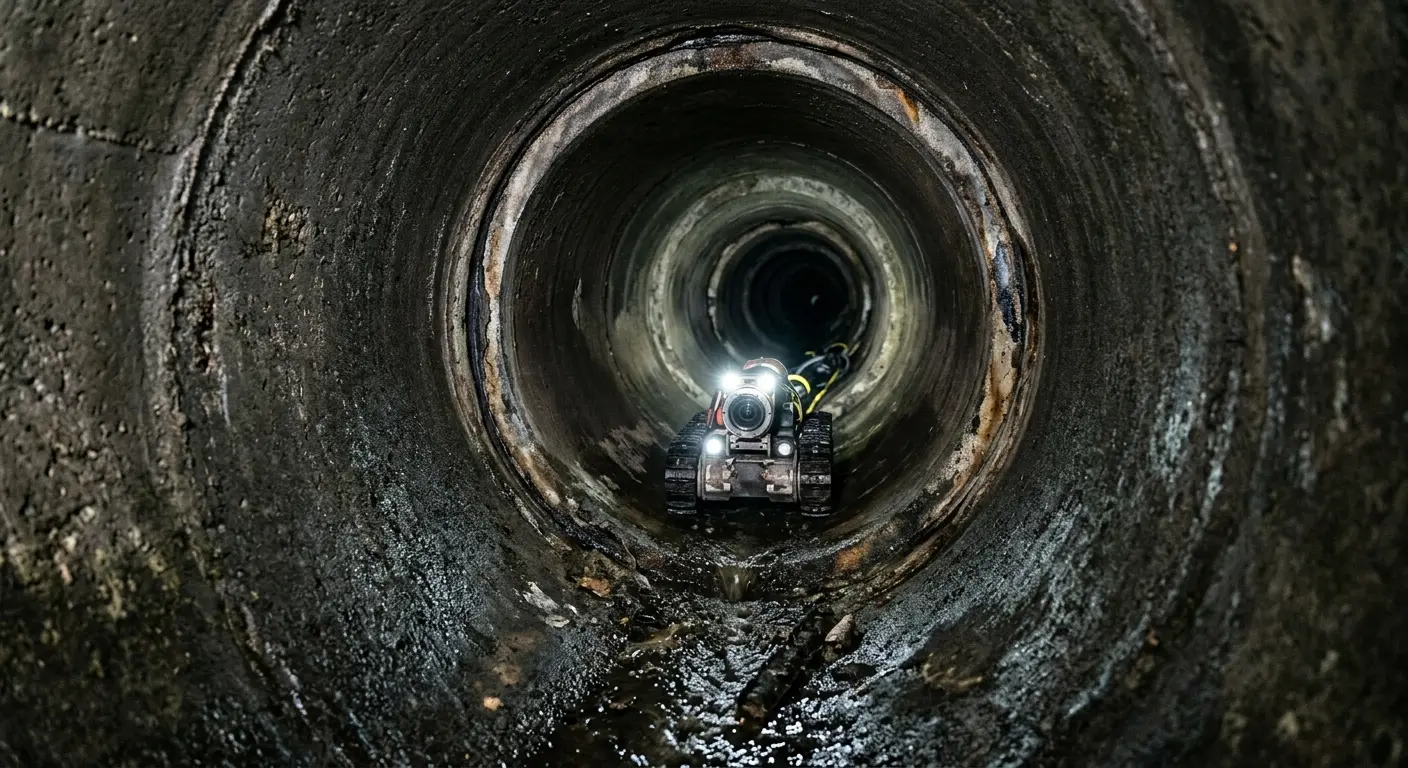 Robotic sewer camera inspecting pipe interior for Sewer Line Repair in Minneola